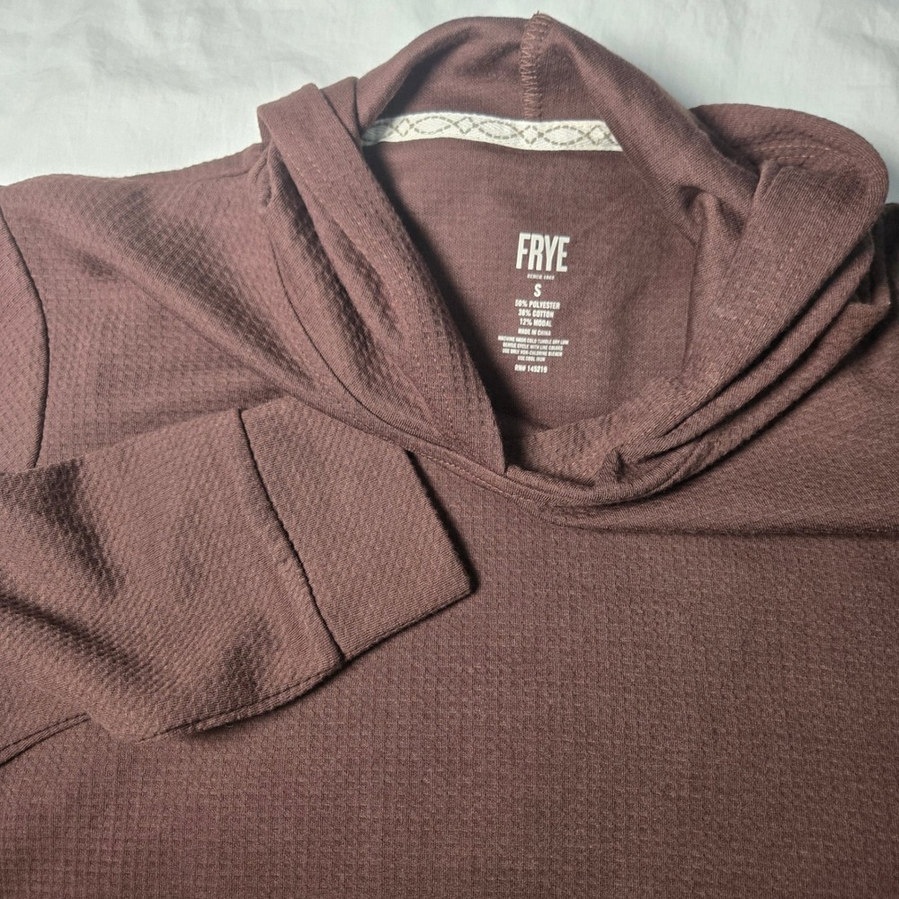 Frye Donegal Hoodie Brown Waffle Knit Pullover Women Small FR3H77AS BR NEW